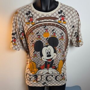 Gucci Beige Mickey Mouse Print Tee